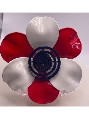 Vtg 60s Retro Enamel Red White Blue Flower Power Brooch Pop Art Patriotic Access